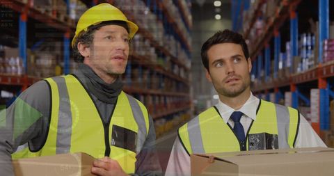Warehouse Workers Analyzing Data with Global Connection Concept - Download Free Stock Images Pikwizard.com