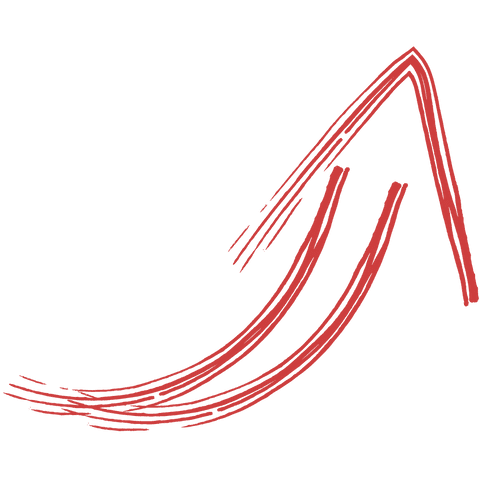 Red arrow illustration on transparent background, directional concept art