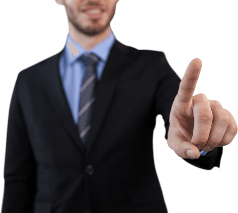 Businessman in Suit Pointing at Transparent Virtual Screen - Download Free Stock Videos Pikwizard.com