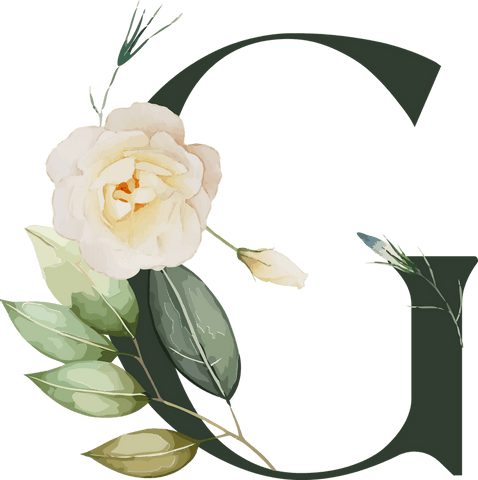 Elegant Floral Watercolor Letter G Transparent Background