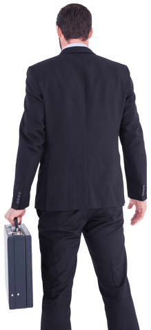 Rear View of Transparent Businessman with Briefcase