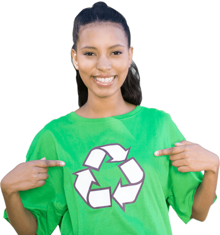 smiling young woman in green shirt with recycle symbol on transparent background - Download Free Stock Videos Pikwizard.com