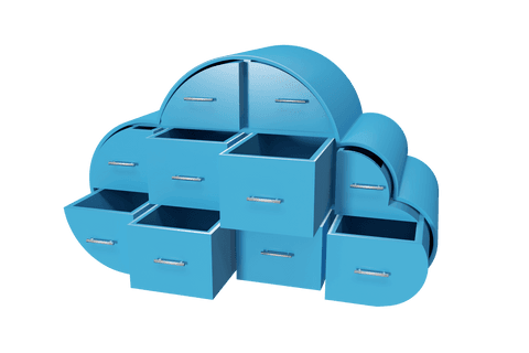 blue cloud-shaped drawers with open compartments for transparent storage - Download Free Stock Videos Pikwizard.com