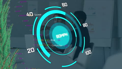 Animated Data Overlay with Business Meeting in Office