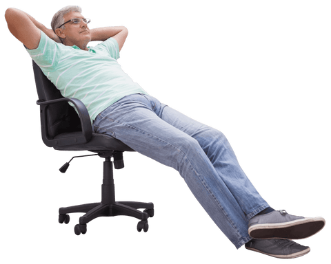 senior man relaxing on office chair with transparent background - Download Free Stock Videos Pikwizard.com