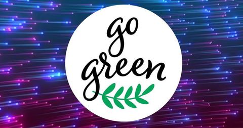Go Green Message with Leaf Graphic on Digital Background