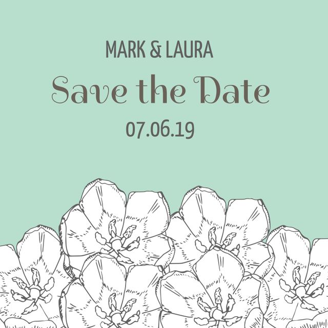 Elegant Floral Save the Date Card for Weddings in Sage Green and White - Download Free Stock Templates Pikwizard.com