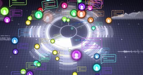 Futuristic Communication Interface with HUD Elements