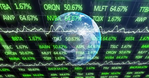 Global Stock Market Trends with Digital Earth and Graphs - Download Free Stock Images Pikwizard.com