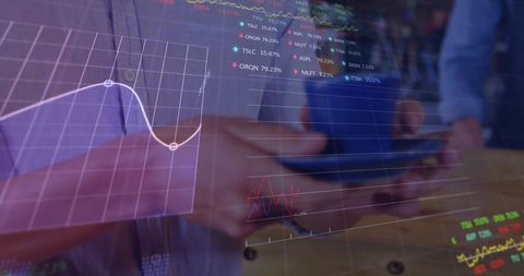 Barista Serving Coffee with Stock Market Trading Graph