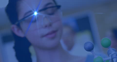 Teen Student Analyzing Molecular Structure in Virtual Environment