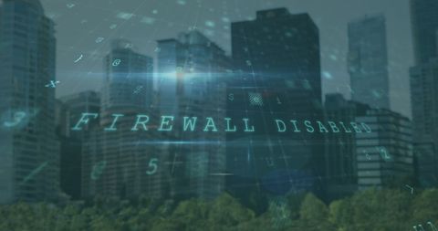 Digital Firewall Disabled Over Urban Cityscape - Download Free Stock Images Pikwizard.com