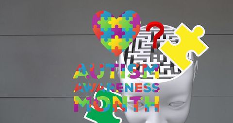 Autism Awareness Month with Colorful Puzzle Elements