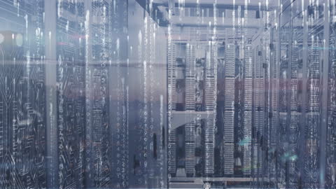 Digital Network Technology with Futuristic Server Lights Animation