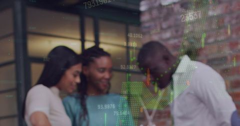 Digital Financial Data with Team Collaborating in Office Environment