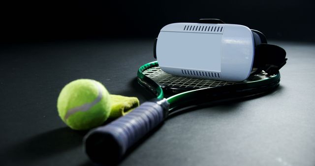 Tennis Racket with Ball and Virtual Reality Headset in Dark Background - Download Free Stock Images Pikwizard.com