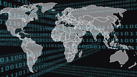 Global Digital Data Overlay on World Map for Business Analysis