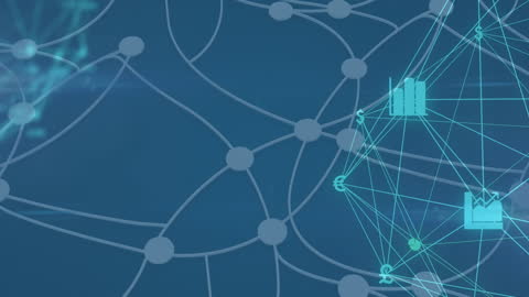 Digital Network with Globe of Icons on Blue Background