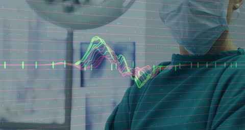 Surgeon Analyzing Medical Data with Advanced Technology Graphics