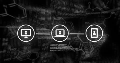 Futuristic Digital Network Connections on Blackboard Background