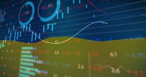 Ukraine Flag Over Financial Data Illustrating Economic Impact - Download Free Stock Images Pikwizard.com
