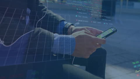 Caucasian Businessman Engaged with Digital Data on Smartphone