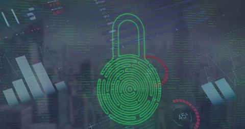 Digital Padlock Icon Representing Cybersecurity Over Cityscape - Download Free Stock Images Pikwizard.com
