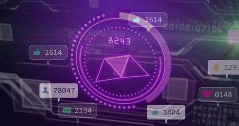 Futuristic Digital Interface with Holographic Notifications