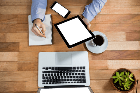 transparent desktop workspace with tablet and notebook for productivity - Download Free Stock Videos Pikwizard.com