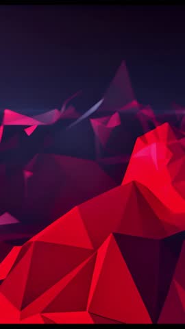 Morphing Red Polygon Peaks Pulsing and Shifting in 3D Void | Vertical Looping Motion