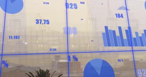 Futuristic Data Visualization Over Urban Industrial Port