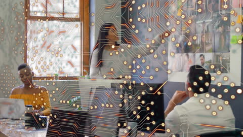 Conceptual Digital Presentation with Integrated Circuit Overlay in Office