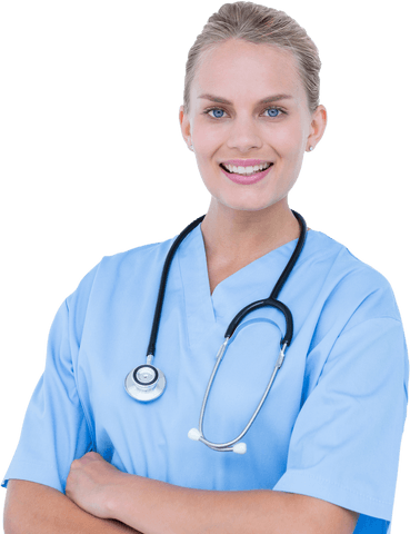 smiling female surgeon in blue uniform with stethoscope isolated transparent - Download Free Stock Videos Pikwizard.com