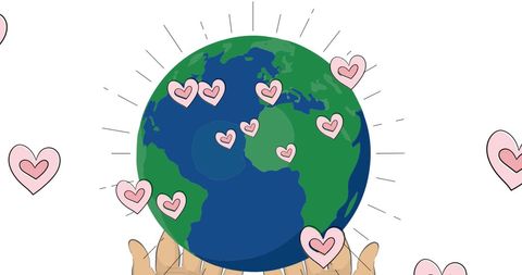 Hands Holding Planet Earth with Floating Hearts - Download Free Stock Images Pikwizard.com