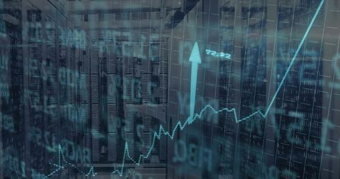 Financial Growth Concept with Data Center and Rising Graph