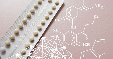pharmaceutical innovation with chemical formulas and pills - Download Free Stock Images Pikwizard.com