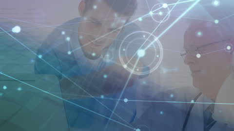 Doctors Collaborating with Futuristic Technology Interface