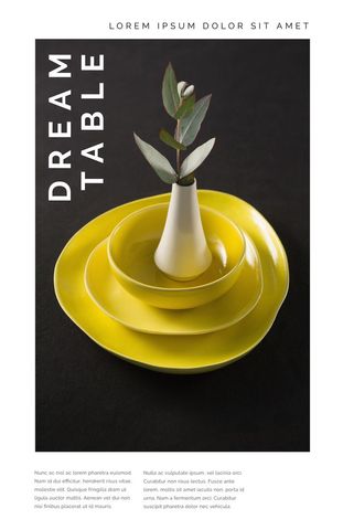 bold conceptual poster with yellow plates and green plant - Download Free Stock Templates Pikwizard.com
