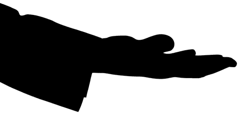 Silhouette of hand illustration on transparent background