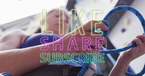 Motivational climbing workout with social media call-to-action