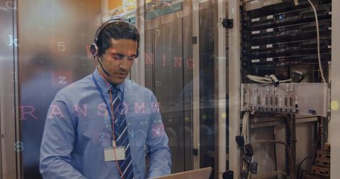 Engineer Monitoring Data Servers Secures Cyber Environment - Download Free Stock Images Pikwizard.com