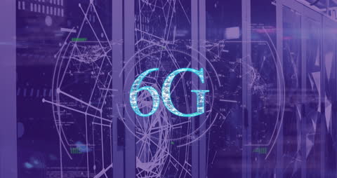 Futuristic 6G Technology Concept with Networks and Servers