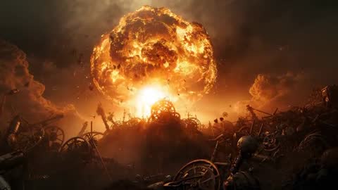 Massive Explosion in Apocalyptic Junkyard Scattering Gears All Around