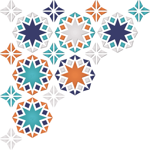 Colorful Diamond Star Motifs on Transparent Background