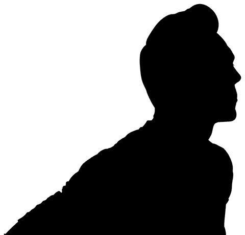 Transparent silhouette of man with short hair isolated