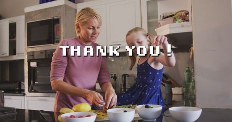 Mother and Daughter Preparing Meal Together Joyful Thankful Moment