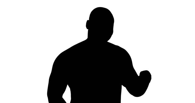 Silhouette of a Strong Man Flexing Muscles on White Background - Download Free Stock Images Pikwizard.com