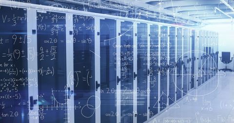 Mathematical Equations Overlay in Modern Data Center - Download Free Stock Images Pikwizard.com