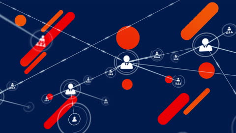 Digital Networking with Connection Nodes and Red Accents