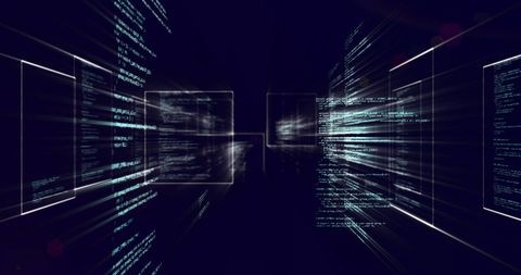 Futuristic Virtual Interface Display with Dynamic Digital Code - Download Free Stock Images Pikwizard.com